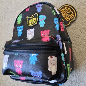 NWT Deddy Bears Black Backpack with Colorful Bear Print